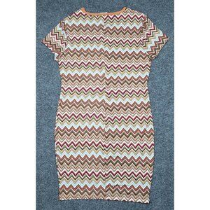 Rue21 Bodycon Cutout Dress Womens 1X Multicolor Chevron Stretch Short Sleeve New